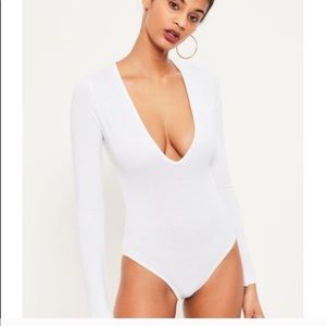White body suite NWT sexy stretchy deep plunge